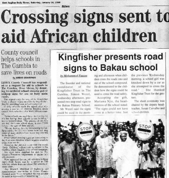 Crossing signs sent to aid African children