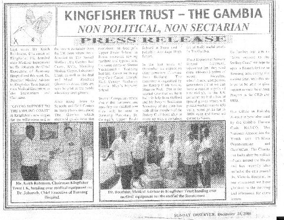 Press release Kingfisher Trust